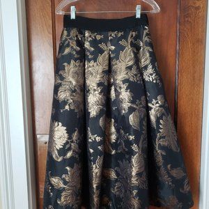 White House Black Market Gold Foil Full Skirt